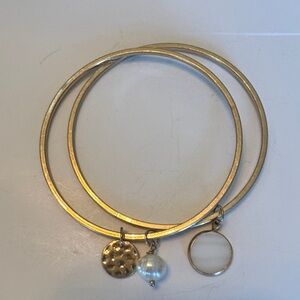 Elegant Gold Bangle Set with Charms
